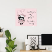 Roze Panda Beer Ballerina 2e Verjaardag Poster (Thuiskantoor)
