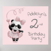 Roze Panda Beer Ballerina 2e Verjaardag Poster (Voorkant)