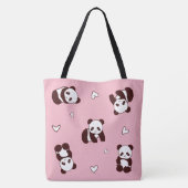 Roze Panda Canvas tas (Achterkant)