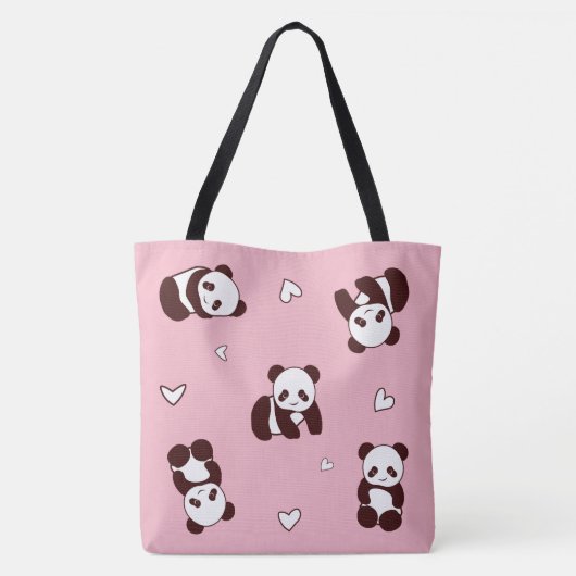 Roze Panda Canvas tas (Achterkant)
