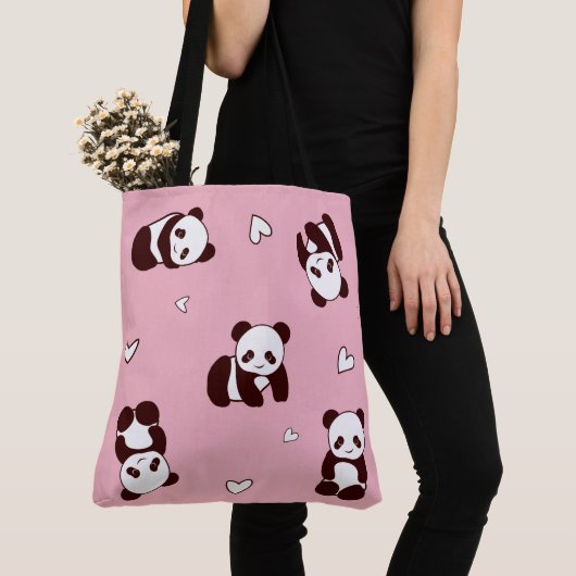 Roze Panda Canvas tas (Dichtbij)