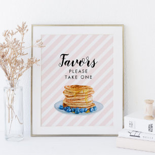 Roze pannenkoek bruiloft brunch favorieten bord poster