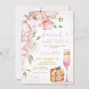 Roze Pannenkoek Wijn Brunch Bubbly Vrijgezellenfee Kaart