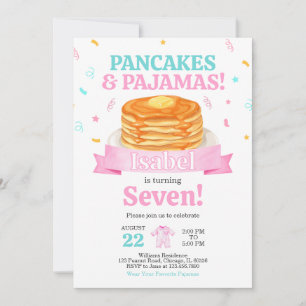 Roze pannenkoeken en pyjama verjaardag kaart