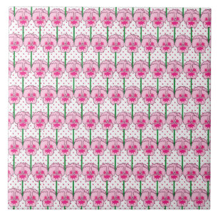 Roze pansieën - patroon met achtergrondpapier tegeltje