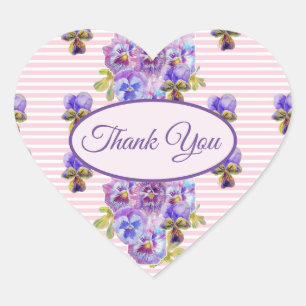 Roze Pansy Bloem Bloemen Dank U Patroon Hart Sticker