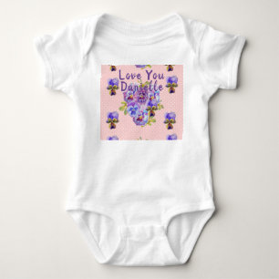 Roze Pansy Love You Babies One Piece Bodysuit