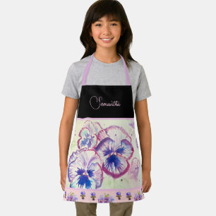 Roze Pansy Pansies Waterverf Bloemen Bloemen Kunst Schort