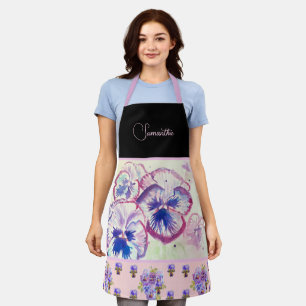 Roze Pansy Pansies Waterverf Bloemen Bloemen Kunst Schort