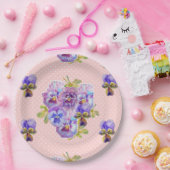 Roze Pansy stip Flowers Pattern Paper Party Bord (Feest)