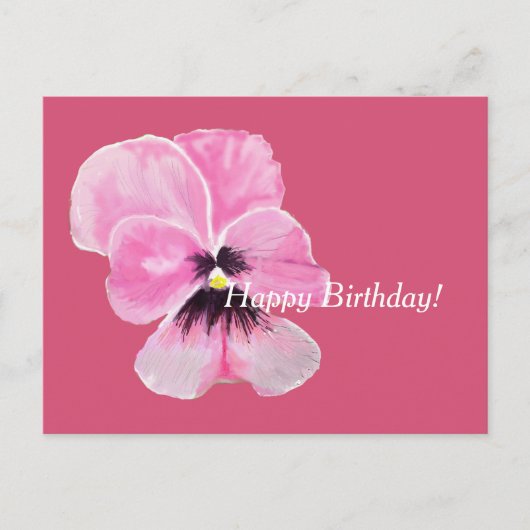 Roze Pansy Verjaardag Kaart (Voorkant)