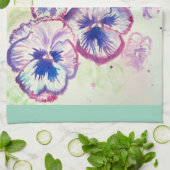 Roze Pansy waterverf Vrouwen Bord Mint Groen Theedoek (Gevouwen)