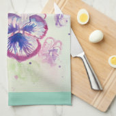 Roze Pansy waterverf Vrouwen Bord Mint Groen Theedoek (Quarter Fold)