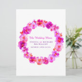 Roze panty kunst bloem krans kunst bruiloft menu (Staand voorkant)