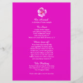 Roze panty kunst bloem krans kunst bruiloft menu (Achterkant)