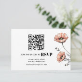Roze papaver bloemen QR code bloemenbruiloft RSVP (Staand voorkant)