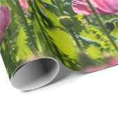 Roze papaver cadeaupapier (Rol Hoek)