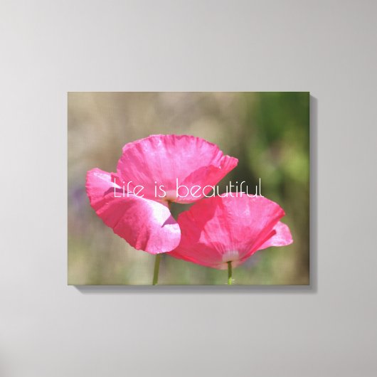 Roze papaver canvas afdruk (Voorkant)