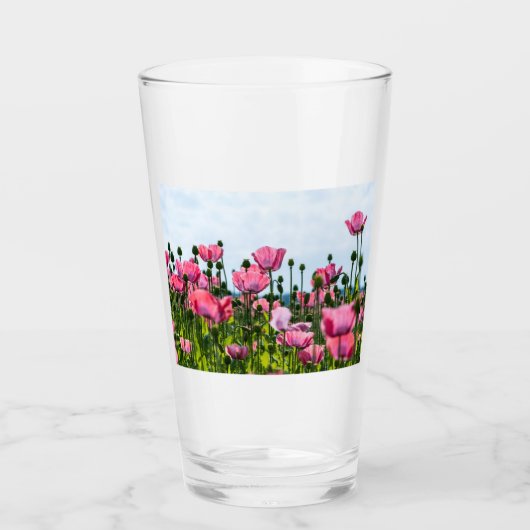 Roze papaver glas (Voorkant)