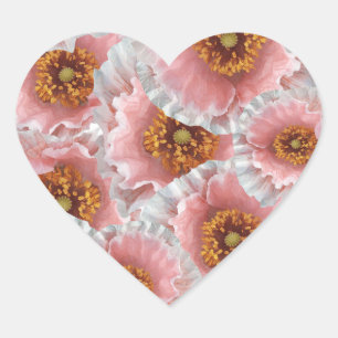 roze papaver hart sticker