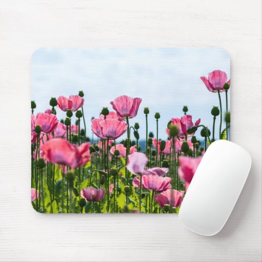 Roze papaver muismat (Met muis)