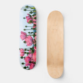 Roze papaver skateboard (Voorkant)