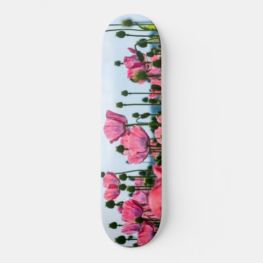 Roze papaver skateboard (Voorkant)