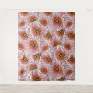 roze papaver wandkleed