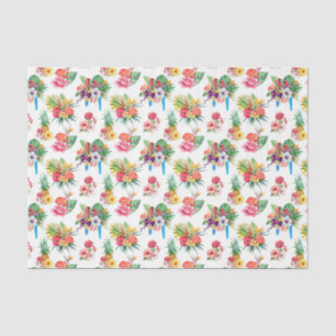 Roze papegaaien en bloemen (Ontwerp 61 Roze Serie) Tissuepapier
