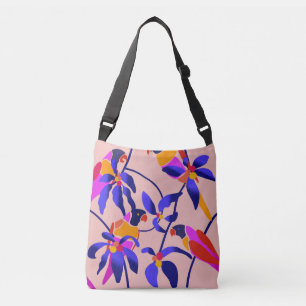 Roze  papegaaien: Exotische naadloze illustratie Crossbody Tas