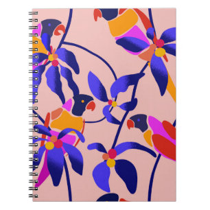 Roze papegaaien: Exotische naadloze illustratie Notitieboek