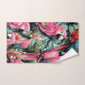 Roze papegaaien onder de bomen. bad handdoek (Handdoek)