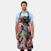 Roze papegaaien schort (Gedragen)