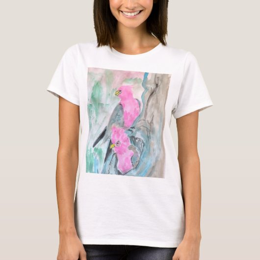 Roze papegaaien t-shirt (Voorkant)