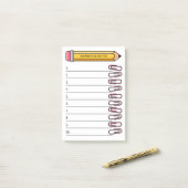 Roze paperclips & potlood Jouw naam 10 to do lijst Post-it® Notes (Op bureau)