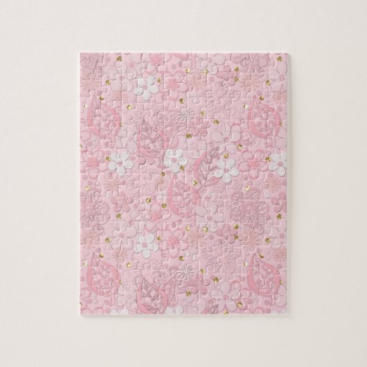 Roze papieren bloemen legpuzzel (Verticaal)