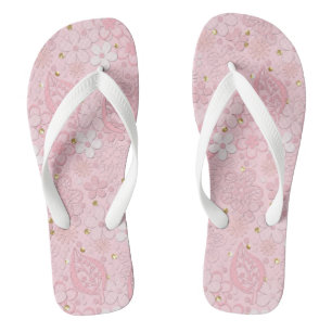 Roze papieren bloemen teenslippers