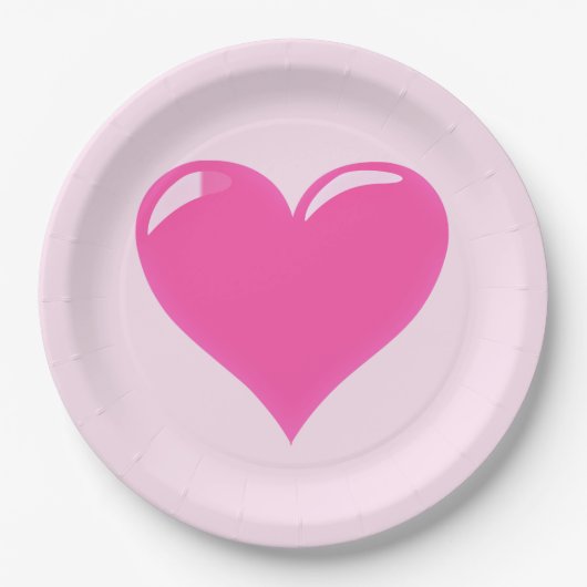 Roze papieren Borden met hart - Papieren Bordje (Voorkant)