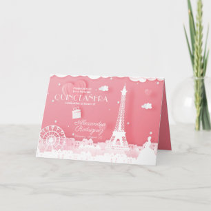 Roze papieren Parijs Quinceañera
