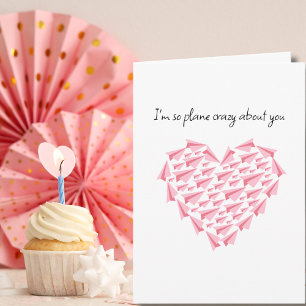Roze papieren vliegtuig Hart Vliegtuig stapelverli Kaart