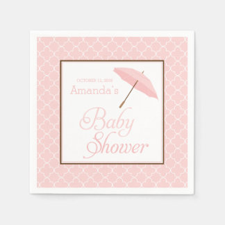 Roze Paraplu Baby shower servetten