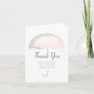 Roze paraplu babyshower dank je kaart