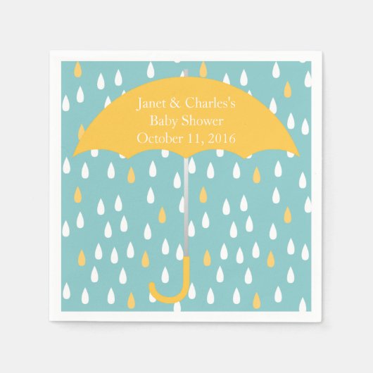 Roze paraplu en regen Baby shower papieren servett Servet (Voorkant)