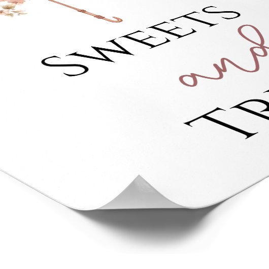 Roze  paraplu snoep en traktaties Party Sign Poster (Hoek)