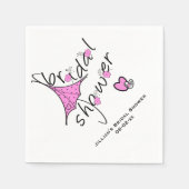 Roze Paraplu Vrijgezellenfeest Papieren servetten (Voorkant)