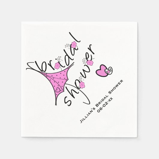 Roze Paraplu Vrijgezellenfeest Papieren servetten (Voorkant)