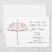 roze parasol doucheuitnodiging kaart (Voorkant / Achterkant)