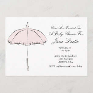  roze parasol doucheuitnodiging kaart