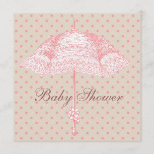 Roze Parasol Paraplu Babymädje Shower Kaart