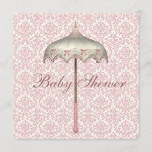 Roze Parasol Paraplu Hoedje Baby Meisje Shower Kaart